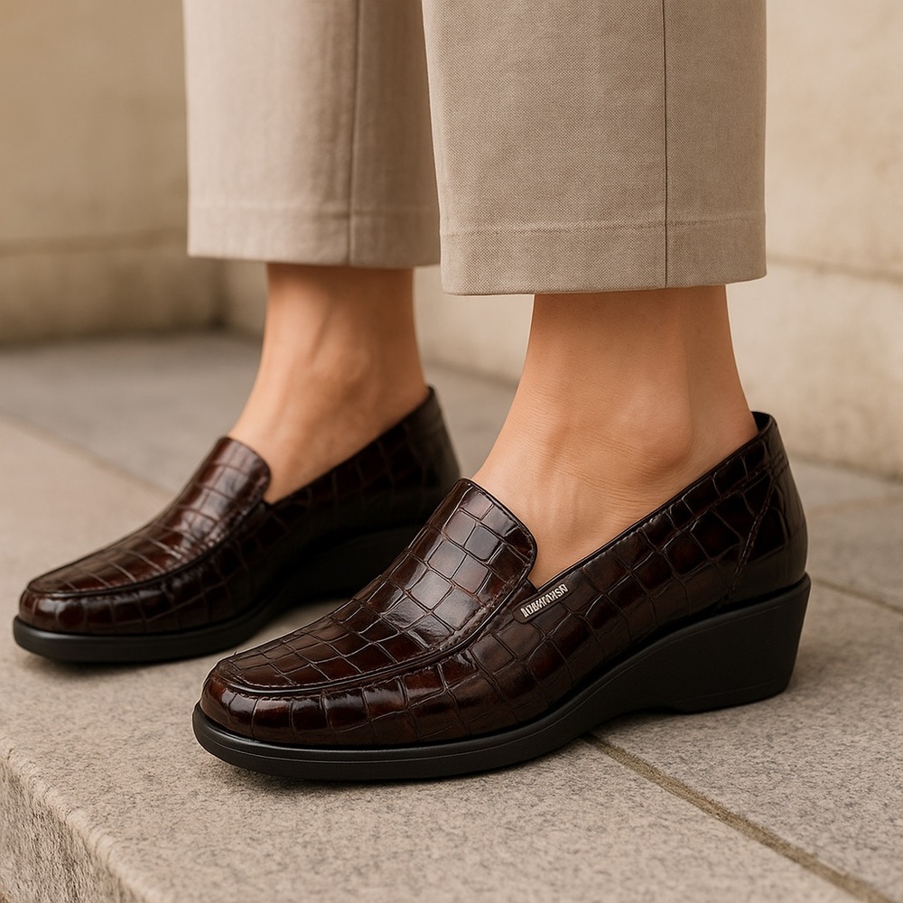 NWOT Mephisto Air-Jet Slip-On Loafers Size 7 Croc Embossed Patent Leather Shoes